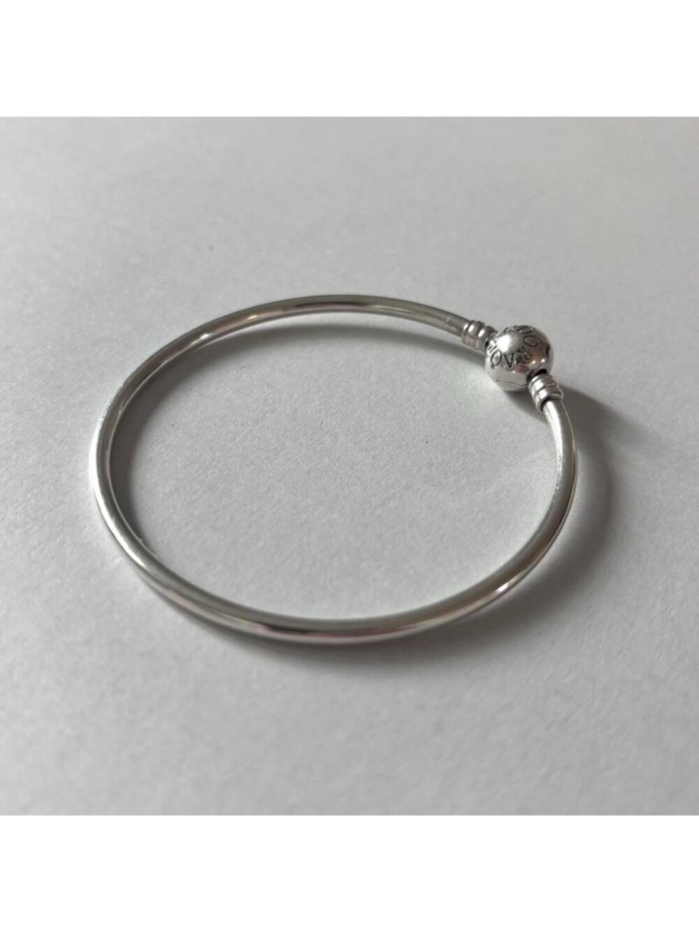 Pandora Moments Bangle, S925 Sterling Silver Charm Bracelet - logo clasp bangle